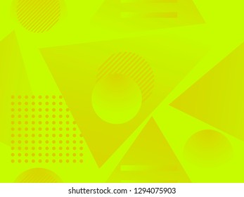 Geometric shapes seamless pattern. Zine culture abstract background. Lime color. Vector illustration