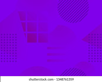 Geometric shapes seamless pattern. Zine culture abstract background. Purple color. Vector illustration