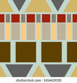 Geometric shapes seamless vector pattern with earthtone colours colors