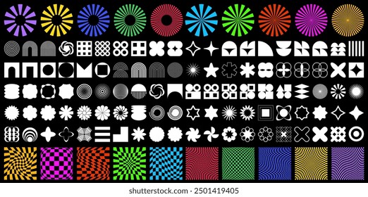 Geometric shapes set 120 units, brutalist, y2k, boho, minimalist geometric shape decoration, elements and forms, trendy contemporary minimalist style design, retro and trendy design