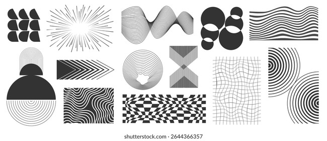 Geometric shapes set, abstract aesthetic contemporary line art, minimalist geometric shape decoration, elements and forms, trendy modern minimalist style design for poster, wall art, banner, cover