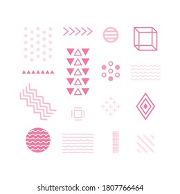 Geometric Shapes Set, Abstract Shapes, Dots, Squares, Wavy Lines, 3D, Circle Vector Illustration Background