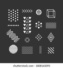 Geometric Shapes Set, Abstract Shapes, Dots, Squares, Wavy Lines, 3D, Circle Vector Illustration Background