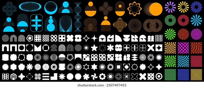 Geometrische Formen gesetzt, brutalist, y2k, boho, minimalistische geometrische Form Dekoration, Elemente und Formen, trendige zeitgenössische minimalistische Stil Design, Retro-und trendige Design