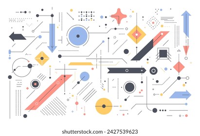 geometric shapes set different figures and arrows collection financial technology fintech concept horizontal