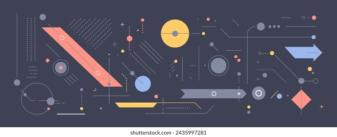 geometric shapes set different figures and arrows collection financial technology fintech concept horizontal