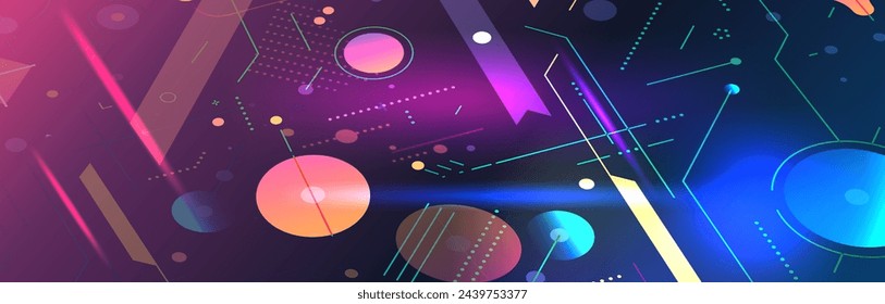 geometric shapes set different figures and arrows collection financial technology fintech concept horizontal