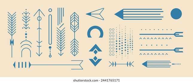 geometric shapes set different figures and arrows collection financial technology fintech concept horizontal