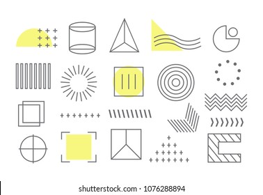 Geometric shapes set isolated on white background. Modern design for web site,poster,app,flyer and wallpaper decoration. Useful for banner template and wedding card. Trendy creative art concept,eps 10