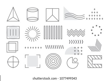 Geometric shapes set isolated on white background. Modern design for web site,poster,app,flyer and wallpaper decoration. Useful for banner template and wedding card. Trendy creative art concept,eps 10