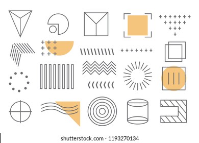 Geometric shapes set isolated on white background. Collection of universal design for web site, app, flyer, magazine and banner. Creative elements and shapes design, vector illustration