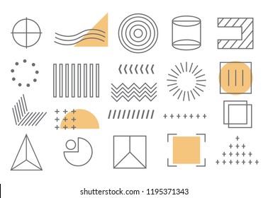 Geometric shapes set isolated on white background. Collection of universal design for web site, app, flyer, magazine and banner. Creative elements and shapes design, vector illustration