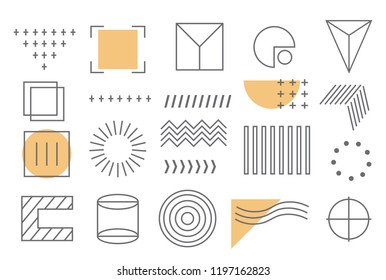 Geometric shapes set isolated on white background. Collection of universal design for web site, app, flyer, magazine and banner. Creative elements and shapes design, vector illustration