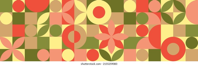 Formas geométricas en conjunto para el volante de verano o la plantilla web de fondo transparente. Papel pintado de cuadros, círculos y flores en un estilo escandinavo a la moda.