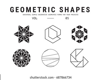 Geometric shapes set. Universal simple decorative forms for your projects. Minimal logo design