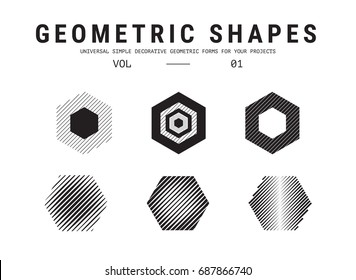 Geometric shapes set. Universal simple decorative forms for your projects. Minimal logo design