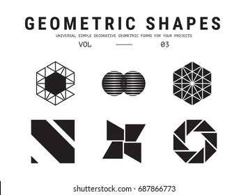 Geometric shapes set. Universal simple decorative forms for your projects. Minimal logo design