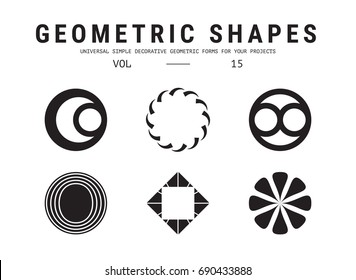 Geometric shapes set. Universal simple decorative forms for your projects. Minimal logo design