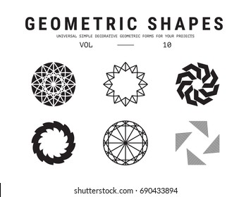 Geometric shapes set. Universal simple decorative forms for your projects. Minimal logo design