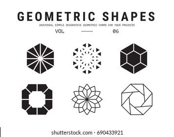 Geometric shapes set. Universal simple decorative forms for your projects. Minimal logo design