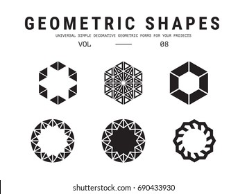 Geometric shapes set. Universal simple decorative forms for your projects. Minimal logo design