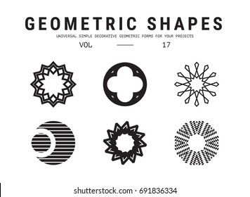 Geometric shapes set. Universal simple decorative forms for your projects. Minimal logo design