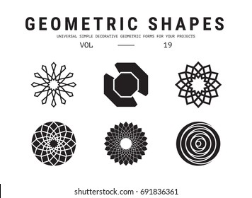Geometric shapes set. Universal simple decorative forms for your projects. Minimal logo design