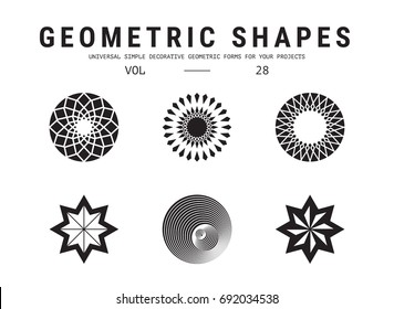 Geometric shapes set. Universal simple decorative forms for your projects. Minimal logo design