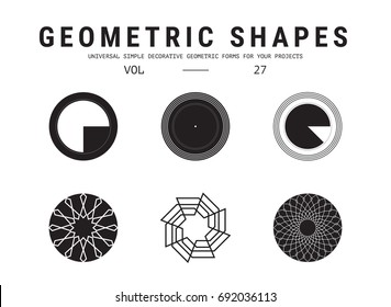 Geometric shapes set. Universal simple decorative forms for your projects. Minimal logo design