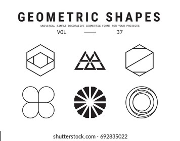 Geometric shapes set. Universal simple decorative forms for your projects. Minimal logo design