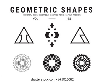 Geometric shapes set. Universal simple decorative forms for your projects. Minimal logo design