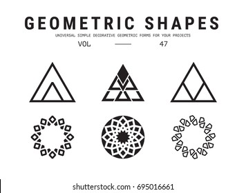 Geometric shapes set. Universal simple decorative forms for your projects. Minimal logo design