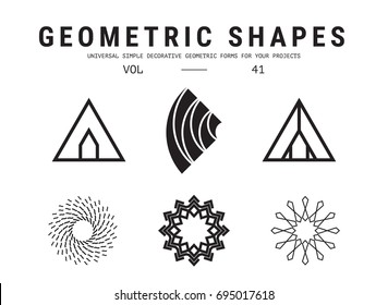 Geometric shapes set. Universal simple decorative forms for your projects. Minimal logo design