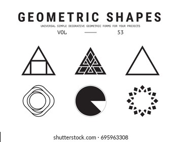 Geometric shapes set. Universal simple decorative forms for your projects. Minimal logo design