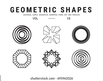 Geometric shapes set. Universal simple decorative forms for your projects. Minimal logo design