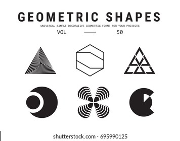 Geometric shapes set. Universal simple decorative forms for your projects. Minimal logo design