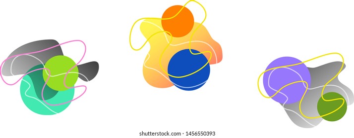Geometric shapes set, vector colorful abstract design for banner backgrounds, web, posters. Abstract vector shapes, lines and circles composition on white background