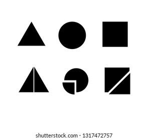 Geometric shapes set vector on white background.