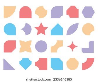 geometric shapes set,Brutalism shapes, minimalist geometric elements, abstract Bauhaus forms. basic form, trendy modern graphic element vector set
