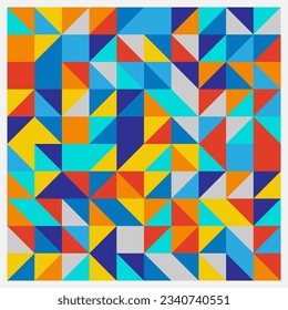 geometric shapes simple fabric pattern Triangles of bright colors arranged beautifully. Designed for fashion, clothing, garment, decoration, wall, tile, bag, book cover.