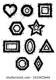Geometric Shapes with Spray Paint Splatter Vector Pack 01