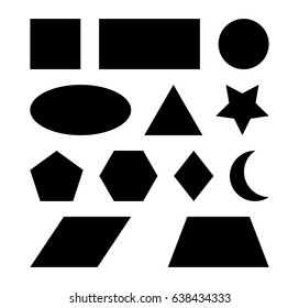 geometric shapes square, circle, oval, triangle, hexagon, rectangle, star, heart, rhombus vector symbol icon design. Beautiful illustration isolated on white background
