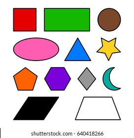 geometric shapes square, circle, oval, triangle, hexagon, rectangle, star,heart,rhombus vector symbol icon design. Beautiful illustration isolated on white background
