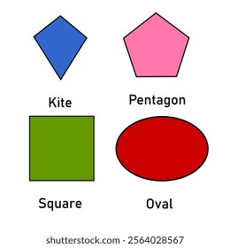 Geometric shapes square, oval, kite, pentagon