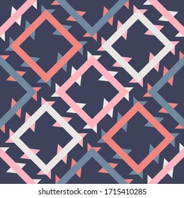 Geometric shapes of squares and triangles. Diamond Shine. Seamless pattern. Vector illustration for web design or print.
