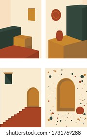 Geometric shapes and staircases modern vintage vector set for you home decor