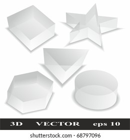 Geometric shapes transparent 3D. Vector