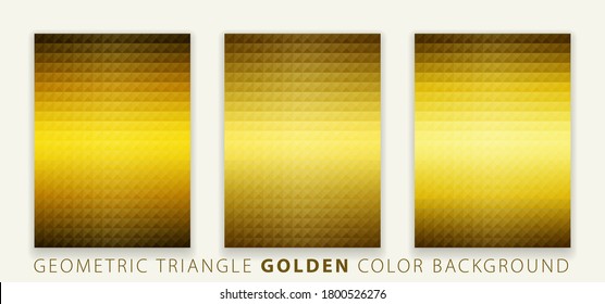 Geometrische Formen dreieckige Pyramide, goldener Hintergrund. Plakatdesign, Vektorgrafik.