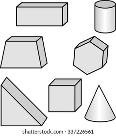 geometric shapes triangle square trapezoid cone cylinder vector