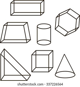 geometric shapes triangle square trapezoid cone cylinder vector